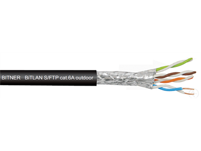 Bitner S/FTP cat.6A kültéri kábel, PE (1mm), vegyes hosszak