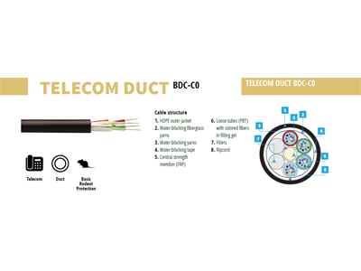 Fibrain, Optikai behúzó kábel 48 szálas, BDC-C0 4x12 G.652D, 2,2kN PE 