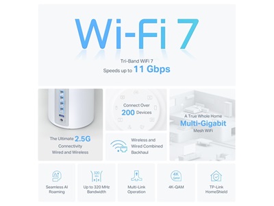 TP-Link, BE9300 Whole Home Mesh WiFi 7 System, 3-pack