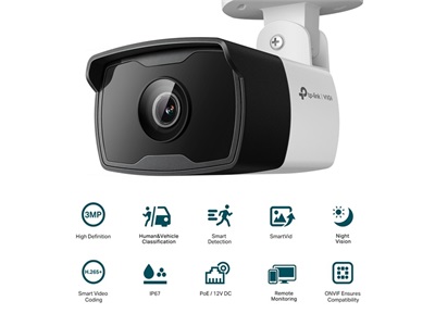 TP-Link, VIGI 3MP Outdoor IR Bullet Network Camera (4MM)