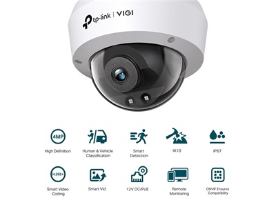TP-Link, VIGI 4MP IR Dome Network Camera (4MM)