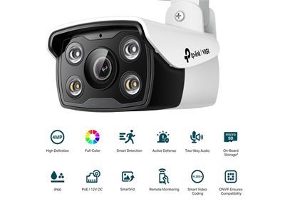 TP-Link, VIGI 4MP Outdoor Full-Color Bullet Network Camera (6MM)